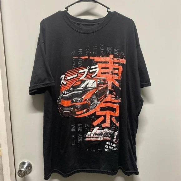 2XL Black Japanese Graphic Car Shirt Red Launder - Picture 1 of 3